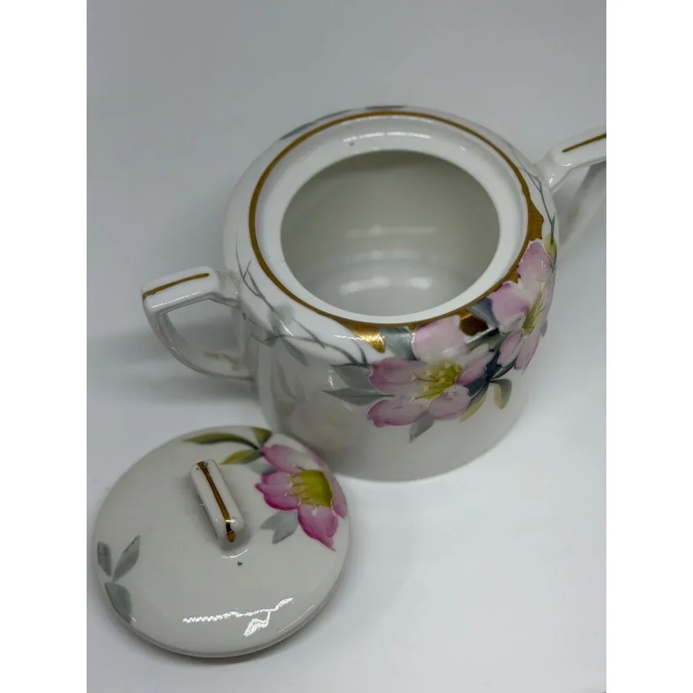 VTG Noritake‎ Azalea Nippon Sugar Hand-Painted Pink Floral Sugar Bowl w Lid 4.5
